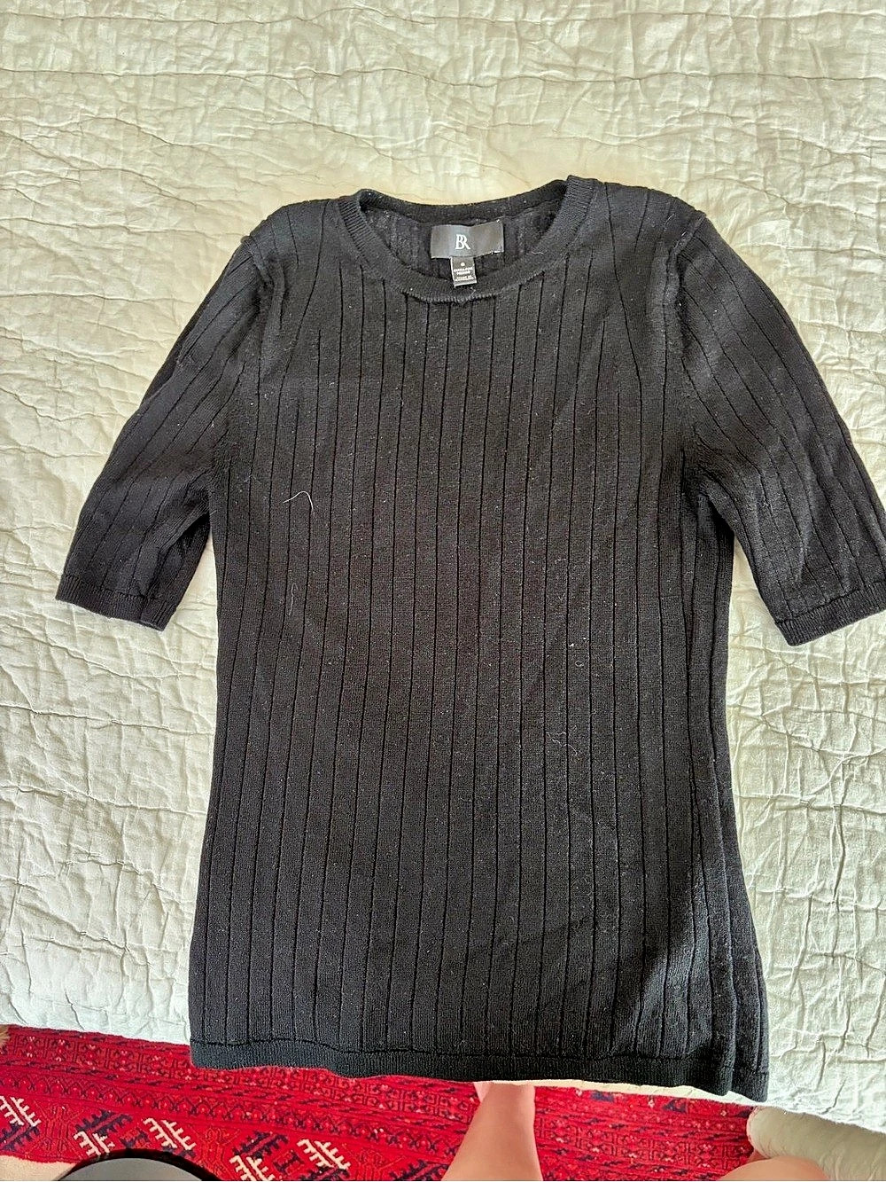 BR Ribbed Merino Wool Short Sleeve Top Size Small